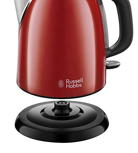 Russell Hobbs Colours Plus - Hervidor de Agua Eléctrico Pequeño (2400W, Hervidor de 1l, Kettle Inox, Rojo)-ref. 24992-70