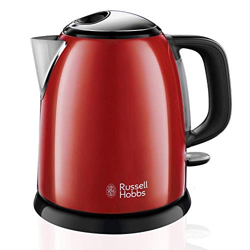 Russell Hobbs Colours Plus - Hervidor de Agua Eléctrico Pequeño (2400W, Hervidor de 1l, Kettle Inox, Rojo)-ref. 24992-70