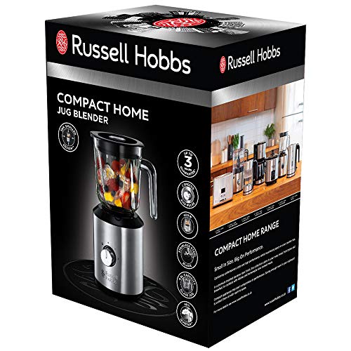 Russell Hobbs Compact Home - Batidora de Vaso (400 W, Jarra de Cristal, Diseño Compacto, Gris) - ref. 25290-56