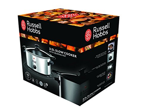 Russell Hobbs Cook@Home - Olla de Cocción Lenta (Cocina Lenta, Olla Baja Temperatura, Inox y Negro, 3,5l) -ref. 22740-56