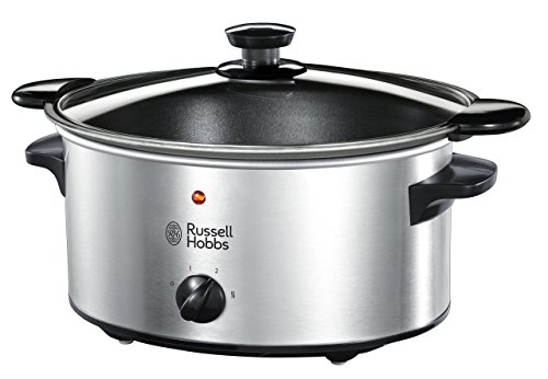 Russell Hobbs Cook@Home - Olla de Cocción Lenta (Cocina Lenta, Olla Baja Temperatura, Inox y Negro, 3,5l) -ref. 22740-56