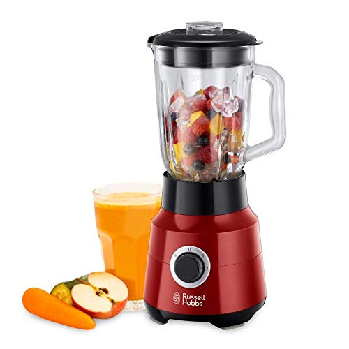 Russell Hobbs Desire – Juego de Batidora de Vaso (650 W, Jarra de Cristal, Cuchilla Acero Inox, 1,5l, Rojo, Sin BPA) - ref. 24720-56