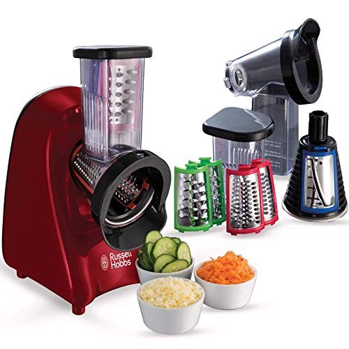 Russell Hobbs Slice & Go - Picadora (200 W, Accesorios Rallador y Cortador de verduras, Inox, Rojo) - ref. 22280-56