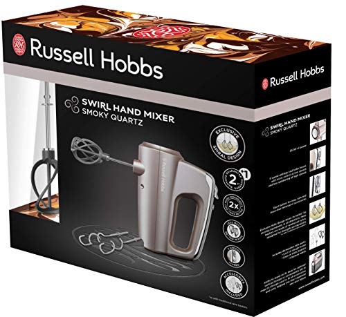 Russell Hobbs Swirl Smoky Quartz - Batidora amasadora (2 varillas, 2 ganchos, 5 velocidades, 350 W) ref. 25892-56