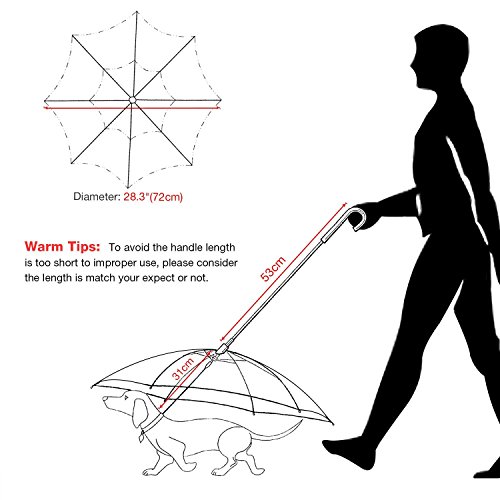 S-Lifeeling - Paraguas plegable para perros con correa, para nieve y lluvia, transparente, se adapta a la espalda de la mascota de hasta 50,8 cm