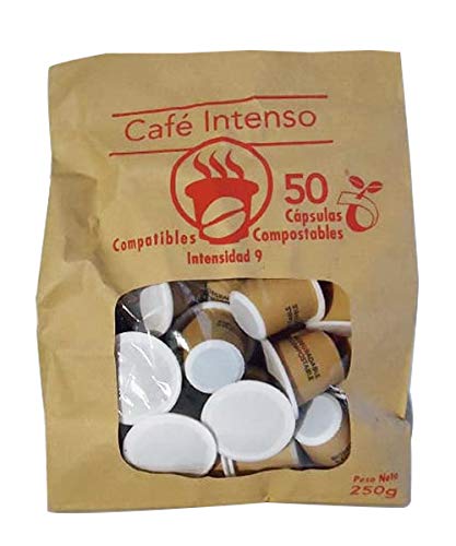 SABOREATE Y CAFE THE FLAVOUR SHOP - Cápsulas de Café Intenso - Compostables y Biodegradables - 50 unidades