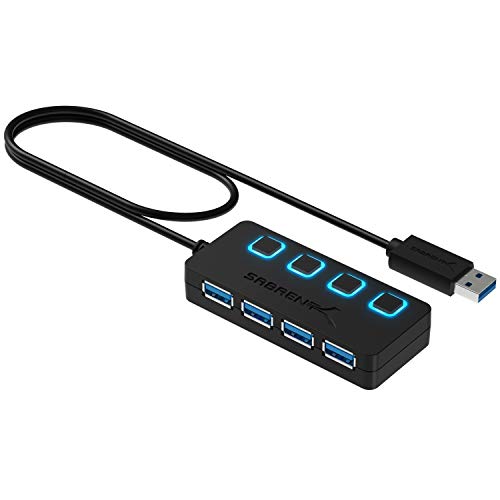 Sabrent Concentrador USB 3.0 con 4 Puertos con interruptores de alimentación Individuales y Leds (HB-UM43)