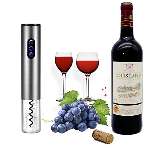 Sacacorchos Electrico, Smaier abridor de botellas de vino, sacacorchos de acero inoxidable, kit de destapador de vino inalámbrico a batería con cortador de papel de aluminio