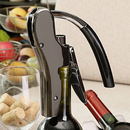 Sacacorchos, GWCLEO Lujo Compacto Abrebotellas con Cortacápsulas Integrado, Juegos de Accesorios para Vino con Tapones y Vertedores para Vino, Sacacorchos de Camarero con Elegante Caja de Regalo