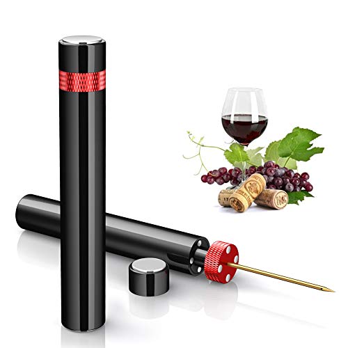 Sacacorchos Vino Profesional Quntis,Abridor de Vino Abrebotellas de Presión de Aire Abrebotellas Vino,Abrelatas de Acero Inoxidable,Bomba de Botella Regalo Mujer Hombre para Fiesta Cumpleaños-Negro