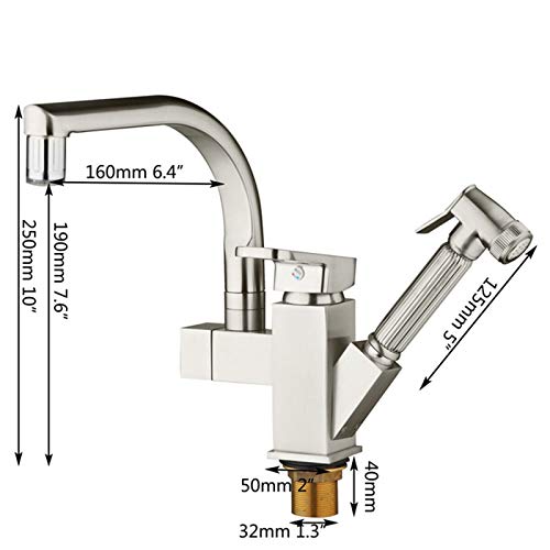 Saeuwtowy 304 Acero Inoxidable Cepillado LED Grifo Extensible Para Cocina en Dos Salidas Del Agua 360 ° Grifo Giratorio Del Fregadero Del Fregadero Del Grifo Extraíble De La Cocina Del Espray