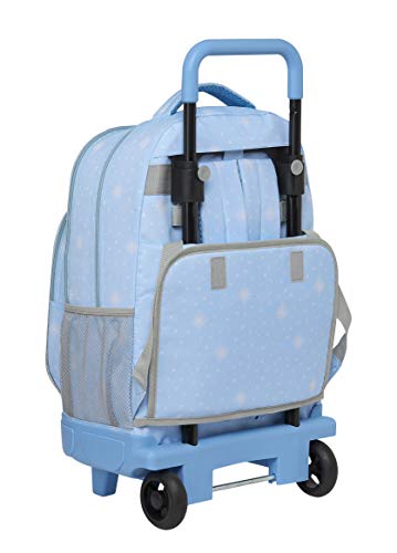 Safta 612015918 Mochila grande con ruedas carro, Trolley Frozen II, azul claro / plata