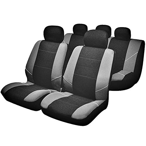 Sakura BY0802 - Juego de fundas para asientos de coche, color plateado y negro