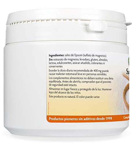 Sales de Epsom puros 400g, Calidad alimentaria, Sulfato de magnesio, Muy conocido por relajar músculos cansados y doloridos después de practicar deporte, contenedor puede volverse a cerrar