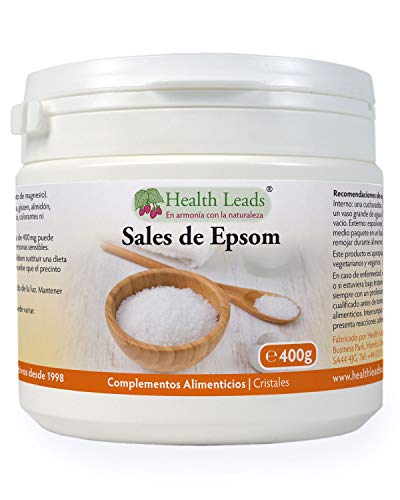 Sales de Epsom puros 400g, Calidad alimentaria, Sulfato de magnesio, Muy conocido por relajar músculos cansados y doloridos después de practicar deporte, contenedor puede volverse a cerrar