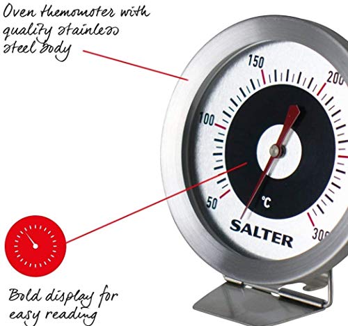 Salter 513 SSCR Cocina Horno Termómetro Acero Inoxidable, Mantenga la Comida Cocción + Temperatura de horneado, Lectura fácil, Plata, 2.5 x 6.2 x 8.5 cm