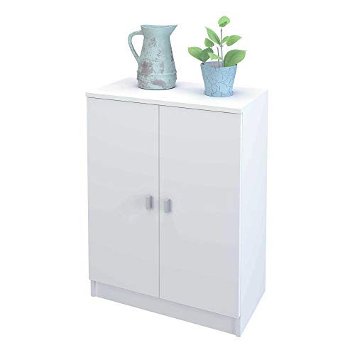 Samblo S9915 Senchi - Armario Bajo de Cocina con 2 Puertas, Blanco, 34 x 60 x 80 cm