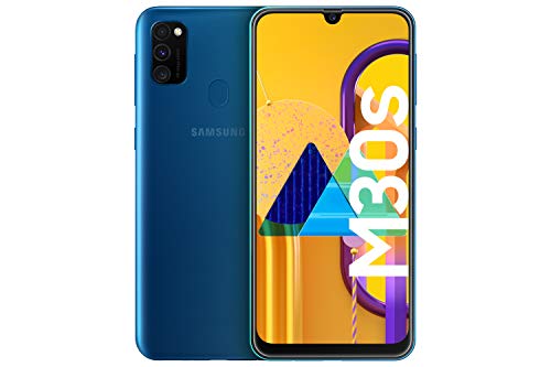 Samsung Galaxy M30s - Smartphone Dual SIM, pantalla 16.21 cm sAMOLED FHD+, camara 48MP, 4 GB RAM, 64 GB ROM, bateria 6000 mAH, Android, azul [Versión española, Exclusivo Amazon]