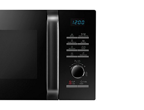 Samsung MG23H3125NK Microondas con Grill, 23 Litros de Capacidad, Interior Cerámico Enamel, Potencia 800W/1200W, con Sensor de Humedad y Limpieza Vapor Steam Clean, con Plato para Freír, Color Negro