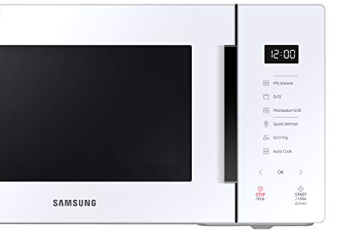 Samsung MG23T5018CW - Microondas con Grill 23L 800W, Blanco, Cerámica Enamel, Grill Fry y Stand by Eco