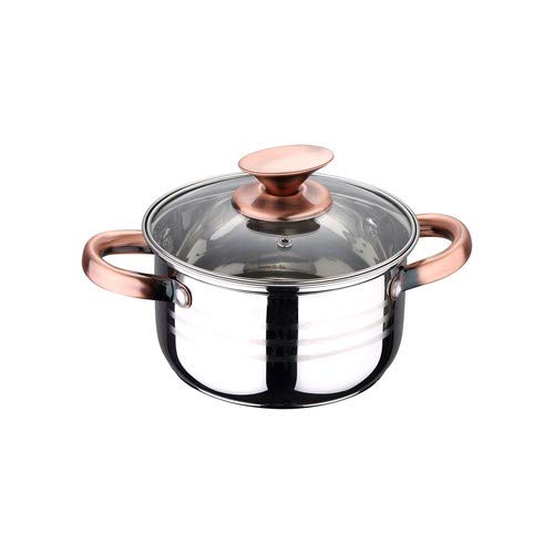 San Ignacio Premium Nona - Bateria de cocina de 4 piezas, acero inoxidable, 1.9L-2.7L-3.5L-5.1L, apta para todo tipo de cocinas incluido inducción, Cobre