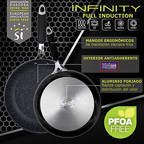 San Ignacio Q2928 Infinity - Set de 2 Sartenes 20 y 24, Aluminio Forjado, Inducción, Negro