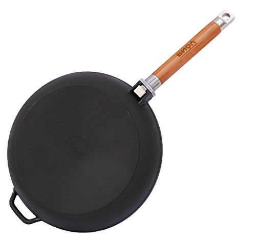 Sartén de hierro fundido, mango extraíble de madera, de inducción, hierro fundido, Negro
, 22 cm