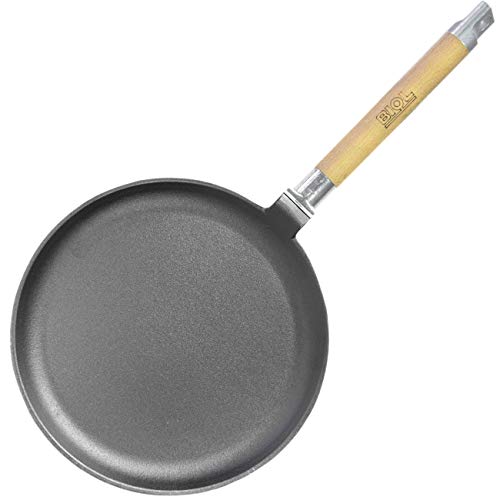 Sartén de hierro fundido para crepes con mango de madera desmontable y espátula 22 cm