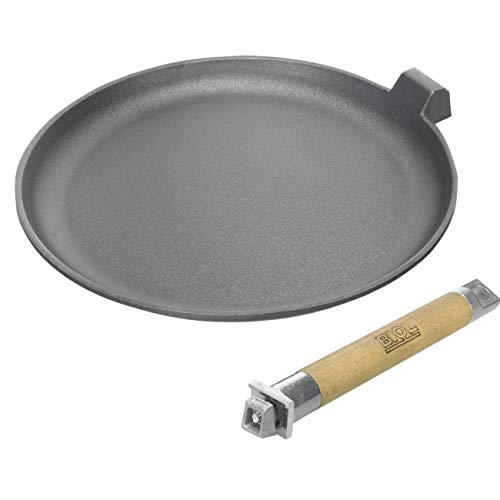 Sartén de hierro fundido para crepes con mango de madera desmontable y espátula 22 cm