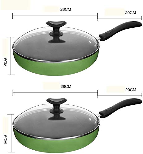 Sartén, la parte inferior plana del sartén | antiadherente Wok | aleación de aluminio sartén | con tapa de vidrio y asas de baquelita |Inicio de múltiples funciones cocina de inducción Cocina de gas u