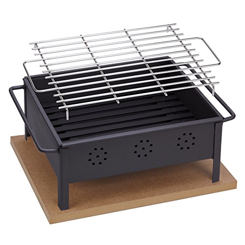 Sauvic 02906 Barbacoa SOBREMESA 30X25 con Parrilla Inoxidable 18/8, Negro, 39.50x27.00x14.00 cm