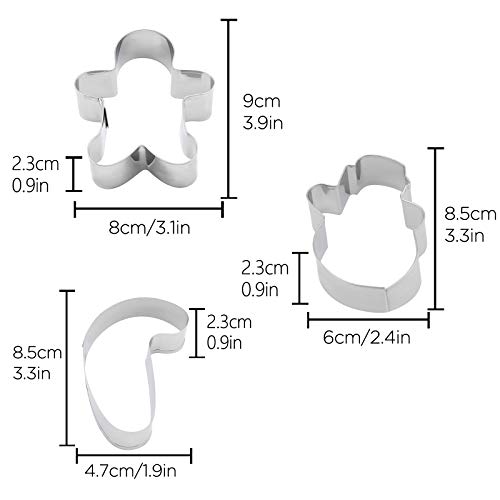 SAVITA 6 Piezas Cortadores de Galletas Navideñas, Moldes para Hornear Navideños de Acero Inoxidable Muñeco de Nieve, árbol de Navidad, ángulo, Hombre de Jengibre, Bastón de Caramelo, Copo de Nieve