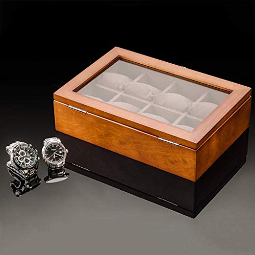 SBSNH Caja de Almacenamiento-Reloj de Pulsera de Techo corredizo de Madera Retro Europeo Caja de exhibición Caja de joyería Caja de Almacenamiento
