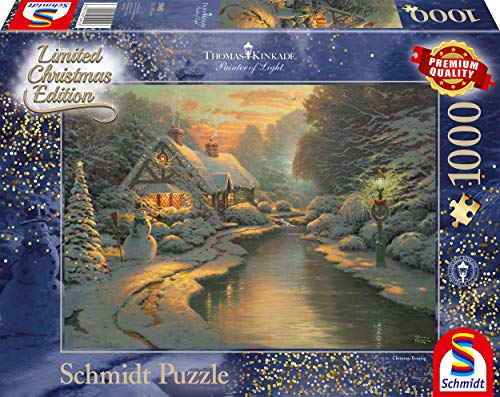 Schmidt Spiele- Thomas Kinkade - Puzzle (1000 Piezas), diseño de Navidad, Color carbón, 69,3x49,3cm (59492)