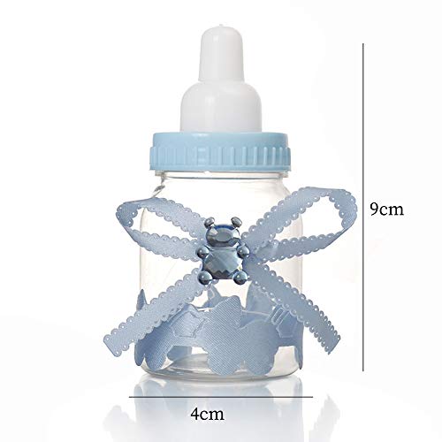 Schneespitze 24 piezas Biberones Dulces Botella Mini Chupete de Decoración,Plastico Azul Botella Dulces Botellas de Chocolate Caramelo Recuerdo de Bautizo Baby Shower,Bebé Favorece Decoraciones