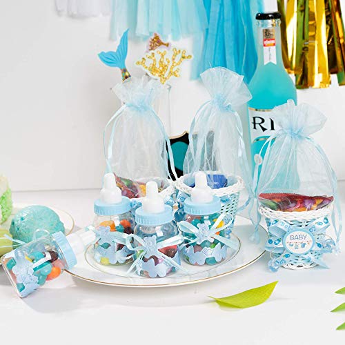 Schneespitze 24 piezas Biberones Dulces Botella Mini Chupete de Decoración,Plastico Azul Botella Dulces Botellas de Chocolate Caramelo Recuerdo de Bautizo Baby Shower,Bebé Favorece Decoraciones