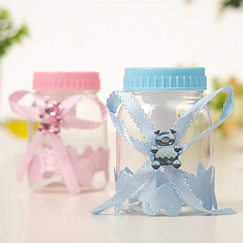 Schneespitze 24 piezas Biberones Dulces Botella Mini Chupete de Decoración,Plastico Azul Botella Dulces Botellas de Chocolate Caramelo Recuerdo de Bautizo Baby Shower,Bebé Favorece Decoraciones