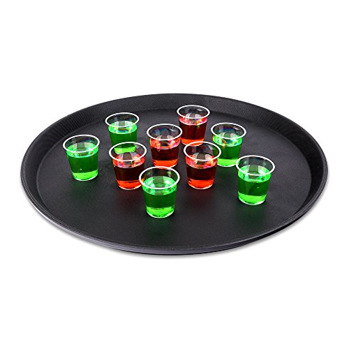 Schramm® Gastro Tray 35x2cm Redondo Negro con Recubrimiento Antideslizante Borde Alto Waiter Tray Waiter Gastro Tray