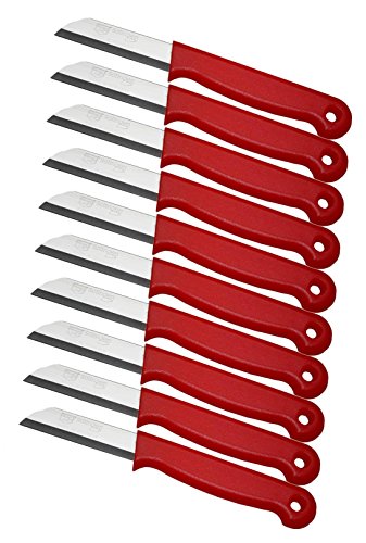 Schwertkrone - Juego de 10 cuchillos de cocina para pelar (acero inoxidable, 16 cm, hoja de 6 cm), color rojo