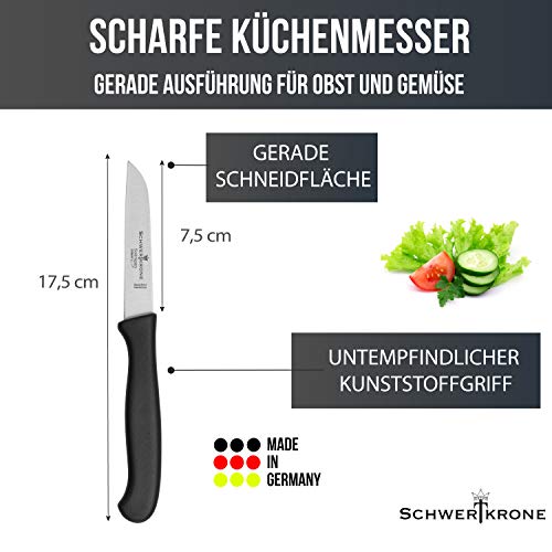 Schwertkrone Solingen Cuchillo para Verduras, Acero Inoxidable, Negro