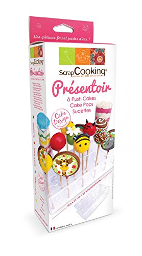 ScrapCooking 5161 – Soporte para Cake Pops/piruletas/Push Cakes polyméthacrylate 30 x 11 x 6 cm, Color Blanco