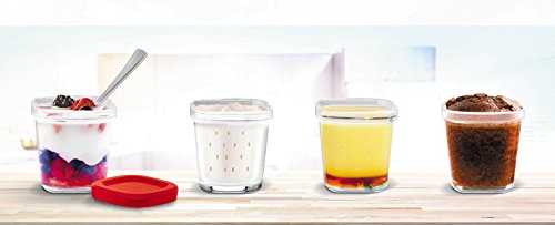 Seb Family Multidélices - Yogurtera con 12 vasos, color blanco y metálico 12 botes - rojo blanco y rojo