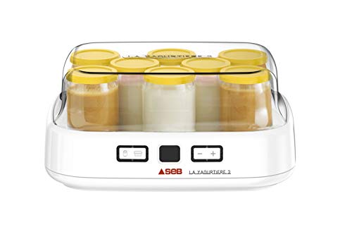 Seb Yogurtera 2 con pantalla LCD, 2 programas, automático yogur, 8 tarros de queso blanco fresco, 1 litro, libro de recetas incluido YG500210