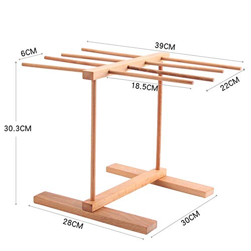 Secador de Pasta Plegable Soporte, 8 Hileras de Madera de Haya Secadoras de Espaguetis Pasta Fideos Secado Soporte para Colgar