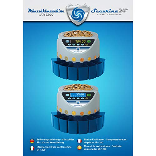 Securina24 SR1200BBB - Contador de monedas automático, color negro