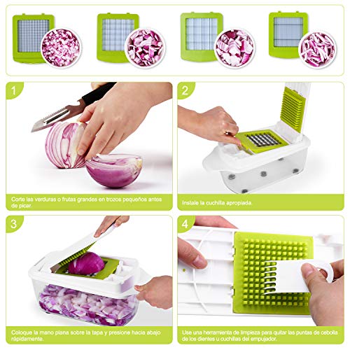 Sedhoom 23 Piezas Cortador de Verdura Mandolina de Verduras Multifuncional Mandolina de Cocina Slicer Espiral Rallador de Cuchillas Acero Inoxidable,Pelador