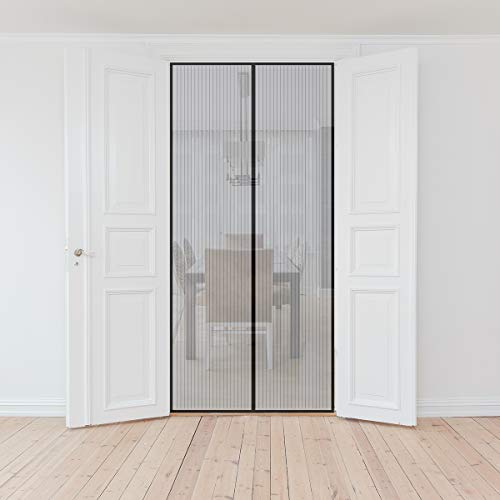 Sekey Cortina Magnética de Puerta a Prueba de Mosquito para Puertas de Madera, Puertas de Hierro, Puertas Metálicas, Puertas del Balcón, Puertas de RV, Cierre Magnético Automático,200 x 80 cm, Negro