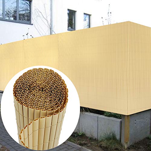 Sekey Estera de PVC, Valla Pantalla, Protección Visual Privacidad para jardín balcón terraza, Resistente a la Intemperie, con Superficie estructurada, con Bridas, 80 x 300 cm, Bambú