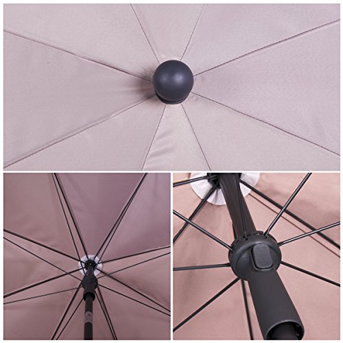 Sekey® Sombrilla Ø 200 cm Parasol para terraza jardín Playa balcón Piscina Patio, Color Taupe/Arena, Protector Solar UV25+