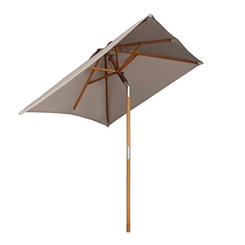 Sekey® sombrilla Parasol de Madera para terraza jardín Playa Piscina Patio 200 × 150 cm Crudo rectángulo Protector Solar UV50+